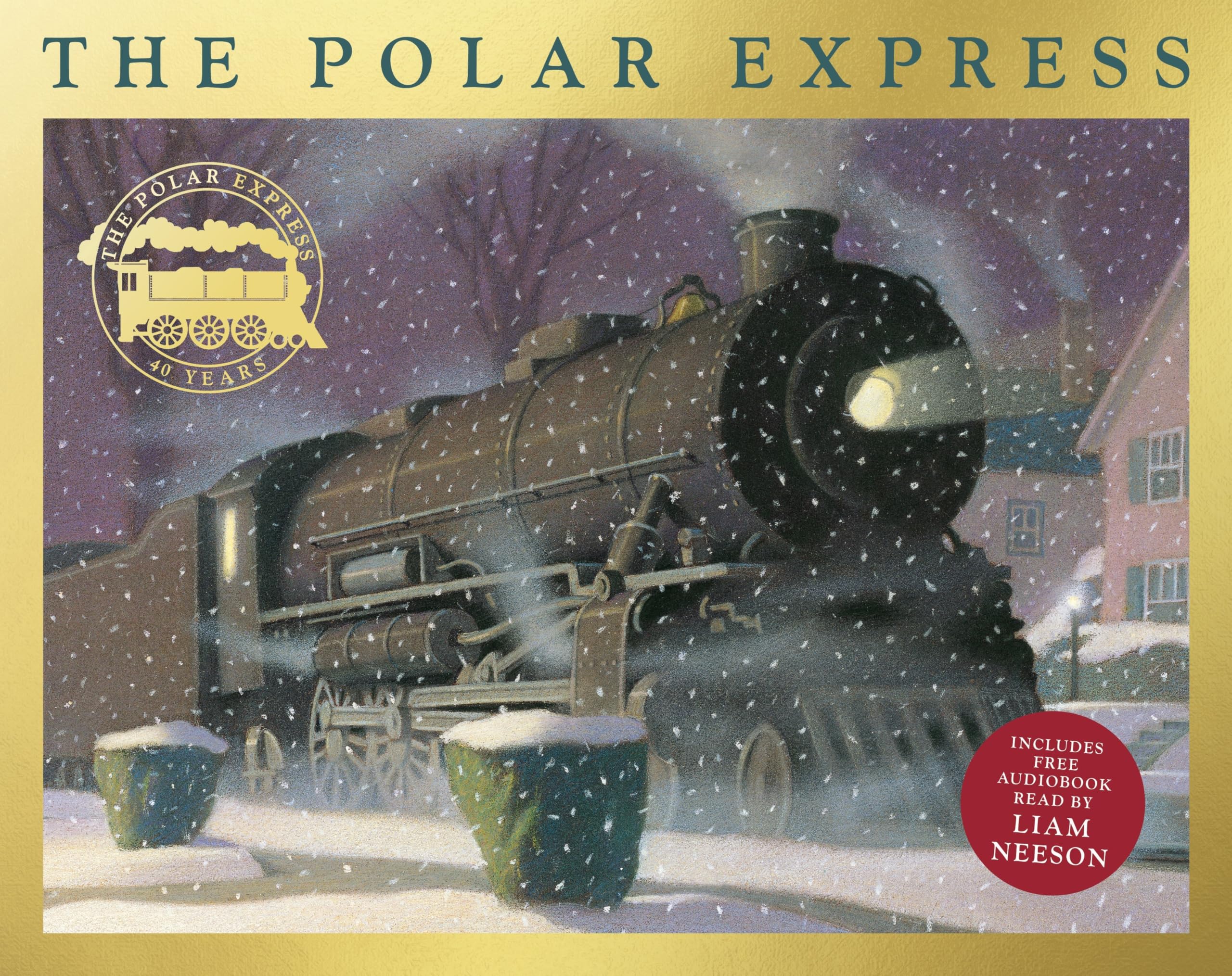 The Polar Express: 40th Anniversary Edition with free audiobook read by Liam Neeson - Christmas English Picture Book